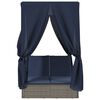 vidaXL Double Sun Lounger with Roof and Curtains Grey Poly Rattan