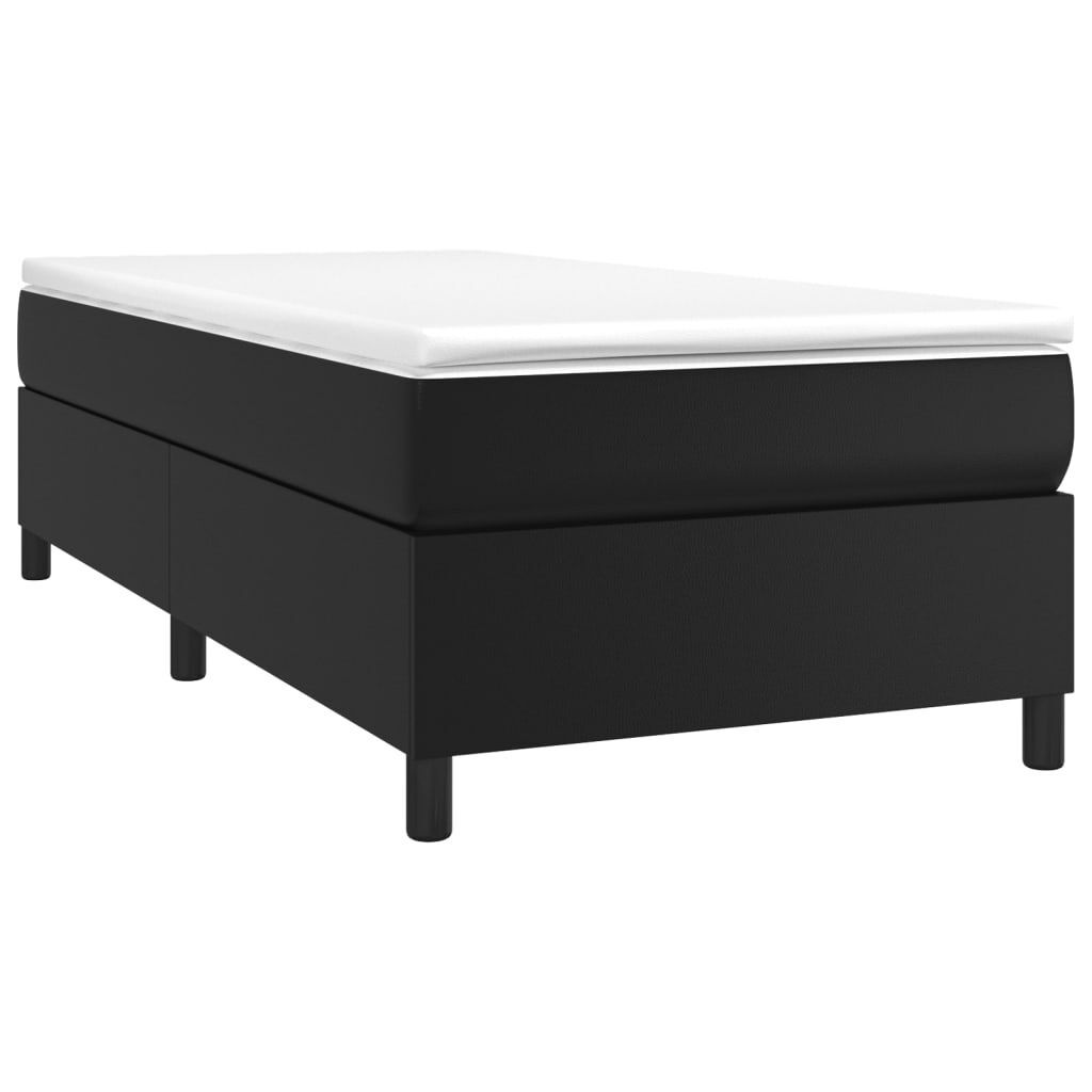 vidaXL Box Spring Bed with Mattress Black 100x203 cm Twin XL Faux Leather
