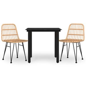 vidaXL 3 Piece Garden Dining Set Poly Rattan