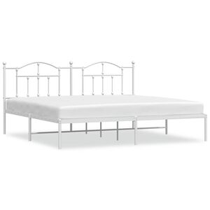vidaXL Metal Bed Frame without Mattress with Headboard White 193x203cm