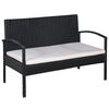 vidaXL 5 Piece Garden Lounge Set with Cushions Poly Rattan Black
