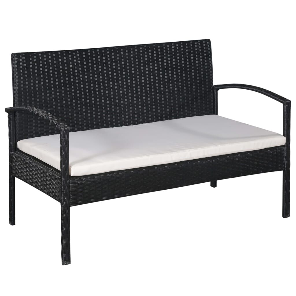 vidaXL 5 Piece Garden Lounge Set with Cushions Poly Rattan Black