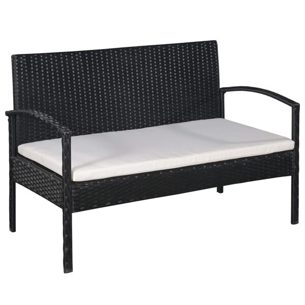 vidaXL 5 Piece Garden Lounge Set with Cushions Poly Rattan Black