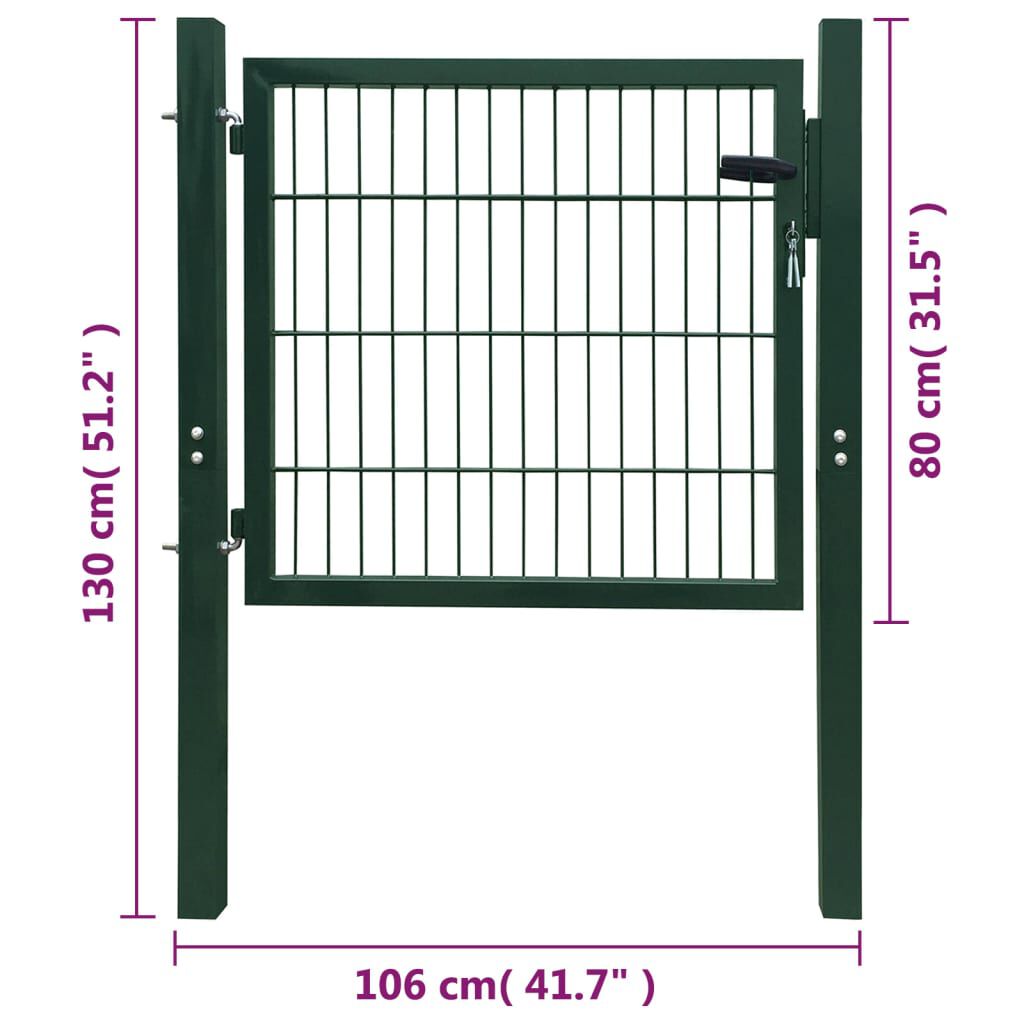 vidaXL 2D Fence Gate (Single) Green 106 x 130 cm