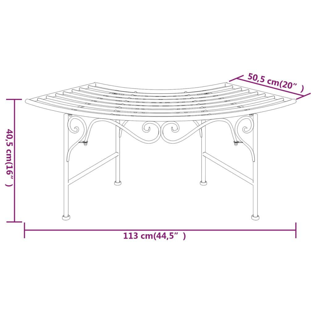 vidaXL Tree Bench 113 cm Black Steel