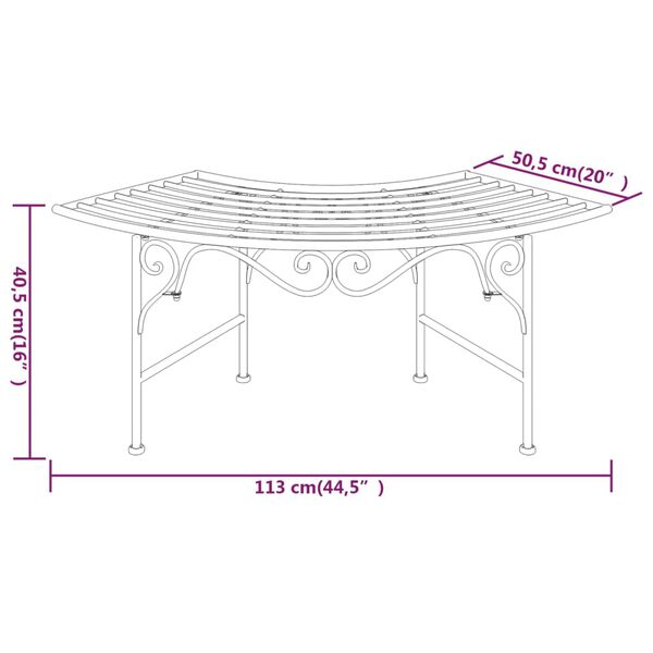 vidaXL Tree Bench 113 cm Black Steel