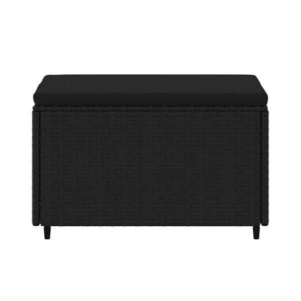 vidaXL Garden Footrests with Cushions 2 pcs Black Poly Rattan