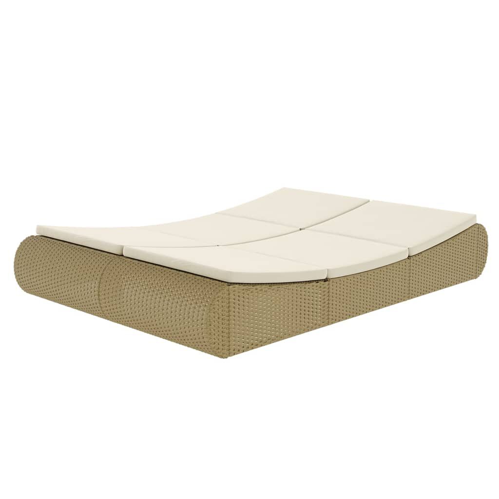 vidaXL Outdoor Lounge Bed Poly Rattan Beige