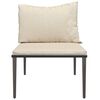 vidaXL Garden Middle Sofa with Cushions Grey Poly Rattan