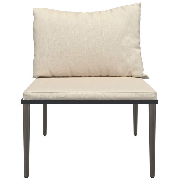 vidaXL Garden Middle Sofa with Cushions Grey Poly Rattan