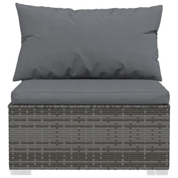 vidaXL 3 Piece Garden Lounge Set with Cushions Poly Rattan Grey