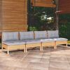 vidaXL 4-Seater Garden Sofa with Grey Cushions Solid Pinewood