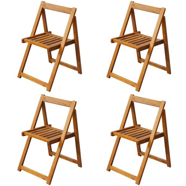 vidaXL 5 Piece Folding Outdoor Dining Set Solid Acacia Wood