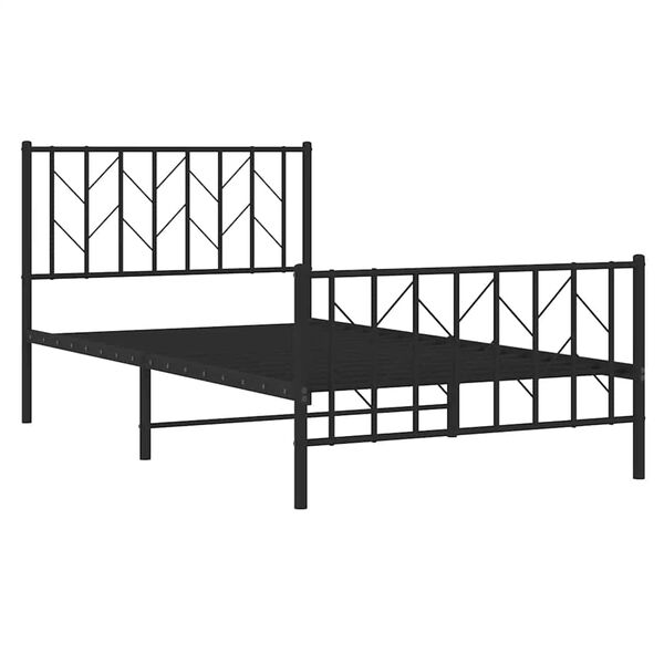 vidaXL Metal Bed Frame without Mattress with Footboard Black 100x200cm