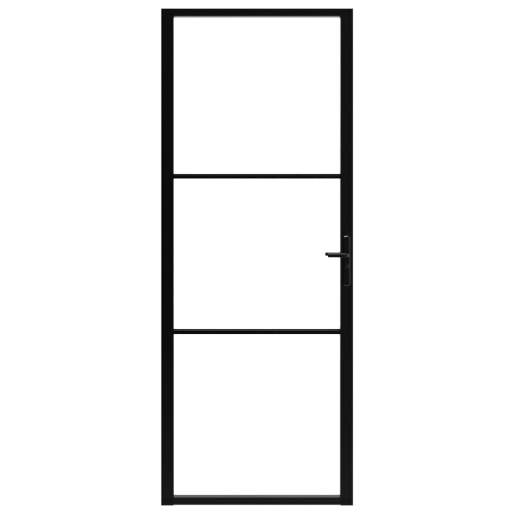 vidaXL Interior Door ESG Glass and Aluminium 76x201.5 cm Black