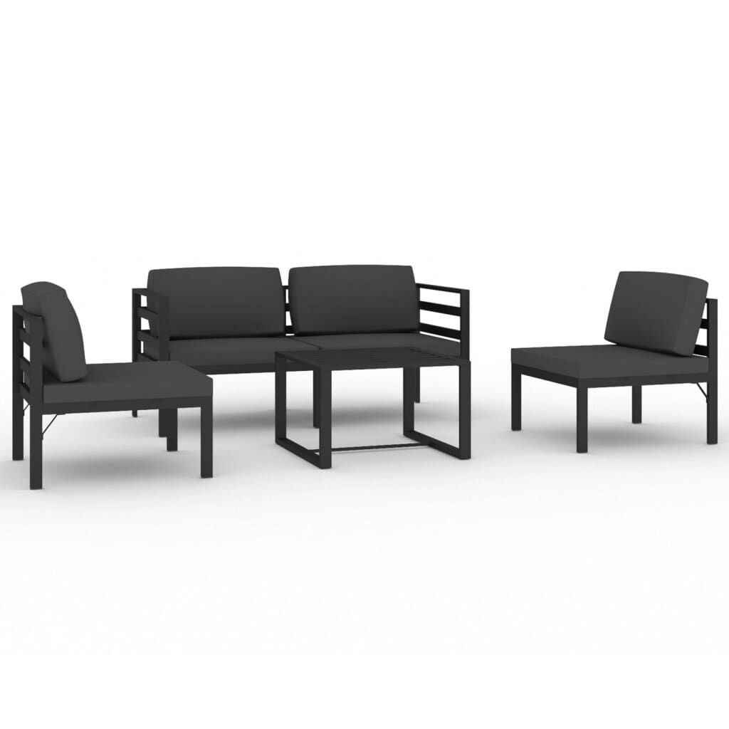 vidaXL 5 Piece Garden Lounge Set with Cushions Aluminium Anthracite