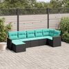 vidaXL 7 Piece Garden Sofa Set with Cushions Black Poly Rattan