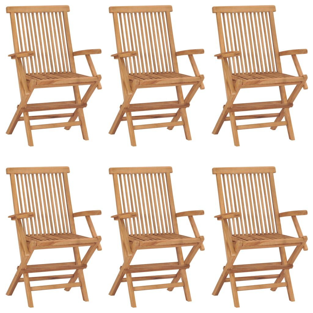 vidaXL Folding Garden Chairs 6 pcs Solid Teak Wood