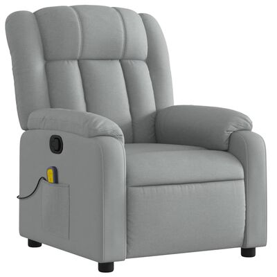 vidaXL Massage Recliner Chair Light Grey Fabric