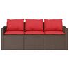 vidaXL Garden Sofa with Cushions 3-Seater Brown Poly Rattan