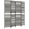 vidaXL Room Divider 4 Panels Grey Poly Rattan