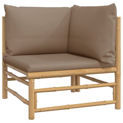 vidaXL 6 Piece Garden Lounge Set with Taupe Cushions Bamboo