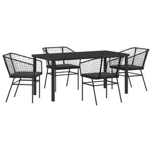 vidaXL Garden Dining Set 5 pcs Black Poly Rattan