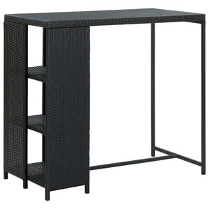vidaXL Bar Table with Storage Rack Black 120x60x110 cm Poly Rattan