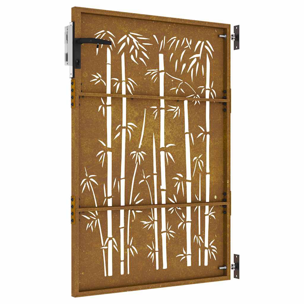 vidaXL Garden Gate 85x150 cm Corten Steel Bamboo Design