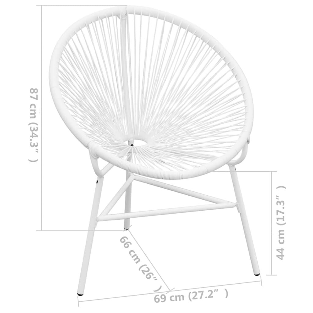 vidaXL Garden String Moon Chair Poly Rattan White