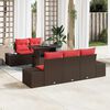 vidaXL Sofa Set with Cushion Manual 6 pcs Brown and Red Poly Rattan