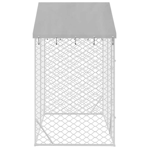 vidaXL Outdoor Dog Kennel with Roof Silver 3x1.5x2.5 m Galvanised Steel