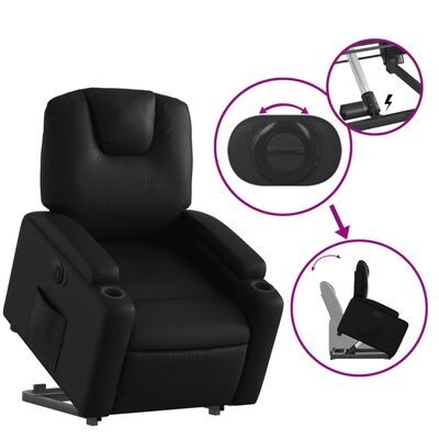 vidaXL Electric Stand up Recliner Chair Black Faux Leather