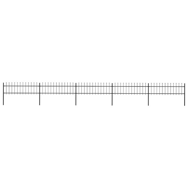 vidaXL Garden Fence with Spear Top Steel 892.5x60 cm Black