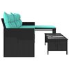 vidaXL Garden Sofa with Table and Cushions L-Shaped Black Poly Rattan