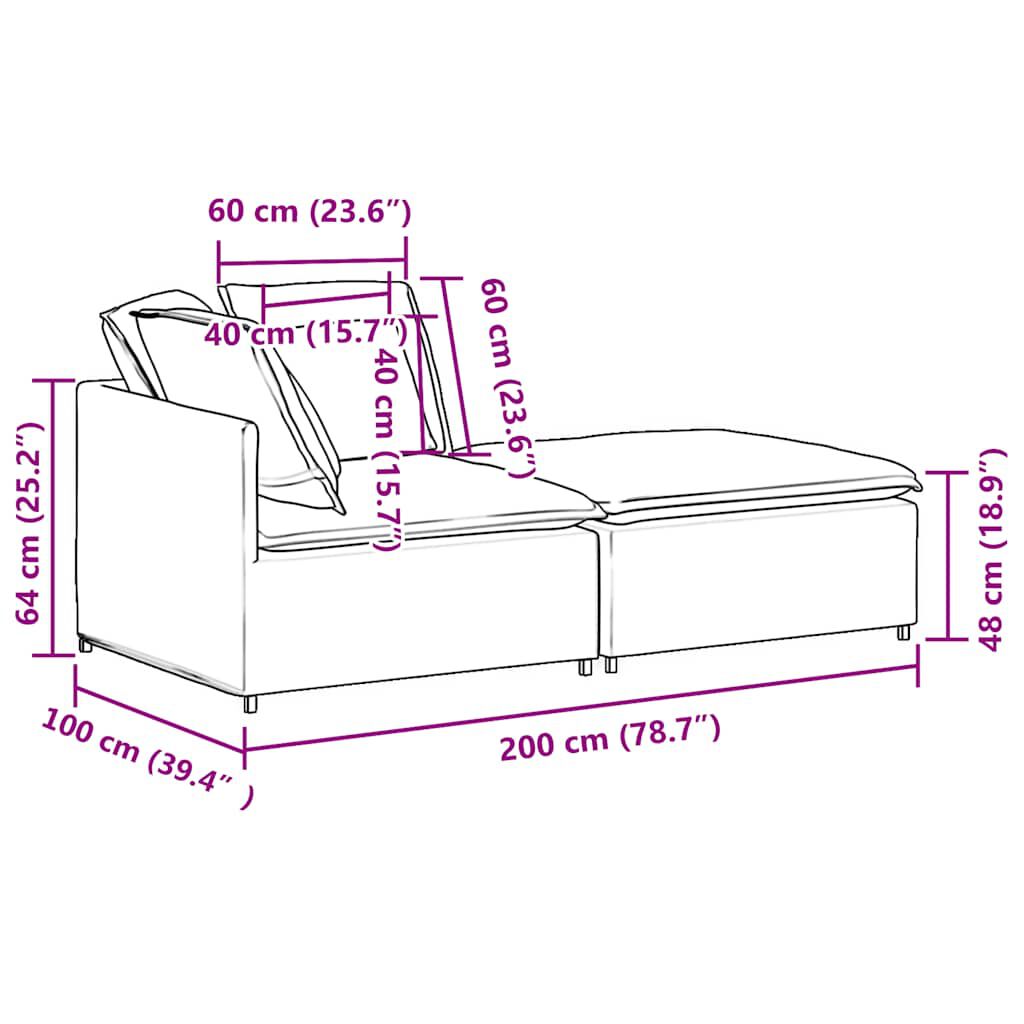 vidaXL Modular Sofa with Footstool&Cushions Fabric Dark Grey