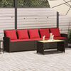 vidaXL Garden Sofa 5-Seater with Cushions Brown Poly Rattan