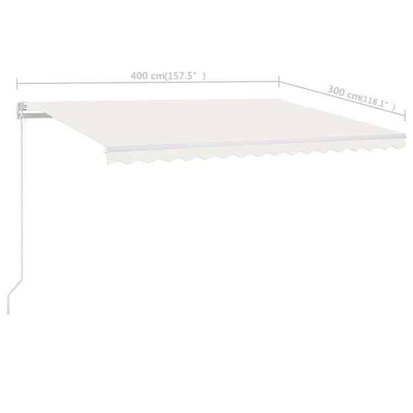 vidaXL Manual Retractable Awning 400x300 cm Cream