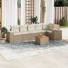 vidaXL 7 Piece Garden Sofa Set with Cushions Beige Poly Rattan