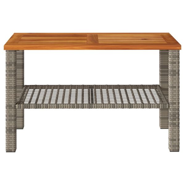 vidaXL Garden Table Grey 70x38x42 cm Poly Rattan Acacia Wood