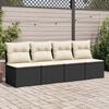 vidaXL 2 Piece Garden Sofa Set with Cushions Black Poly Rattan Acacia