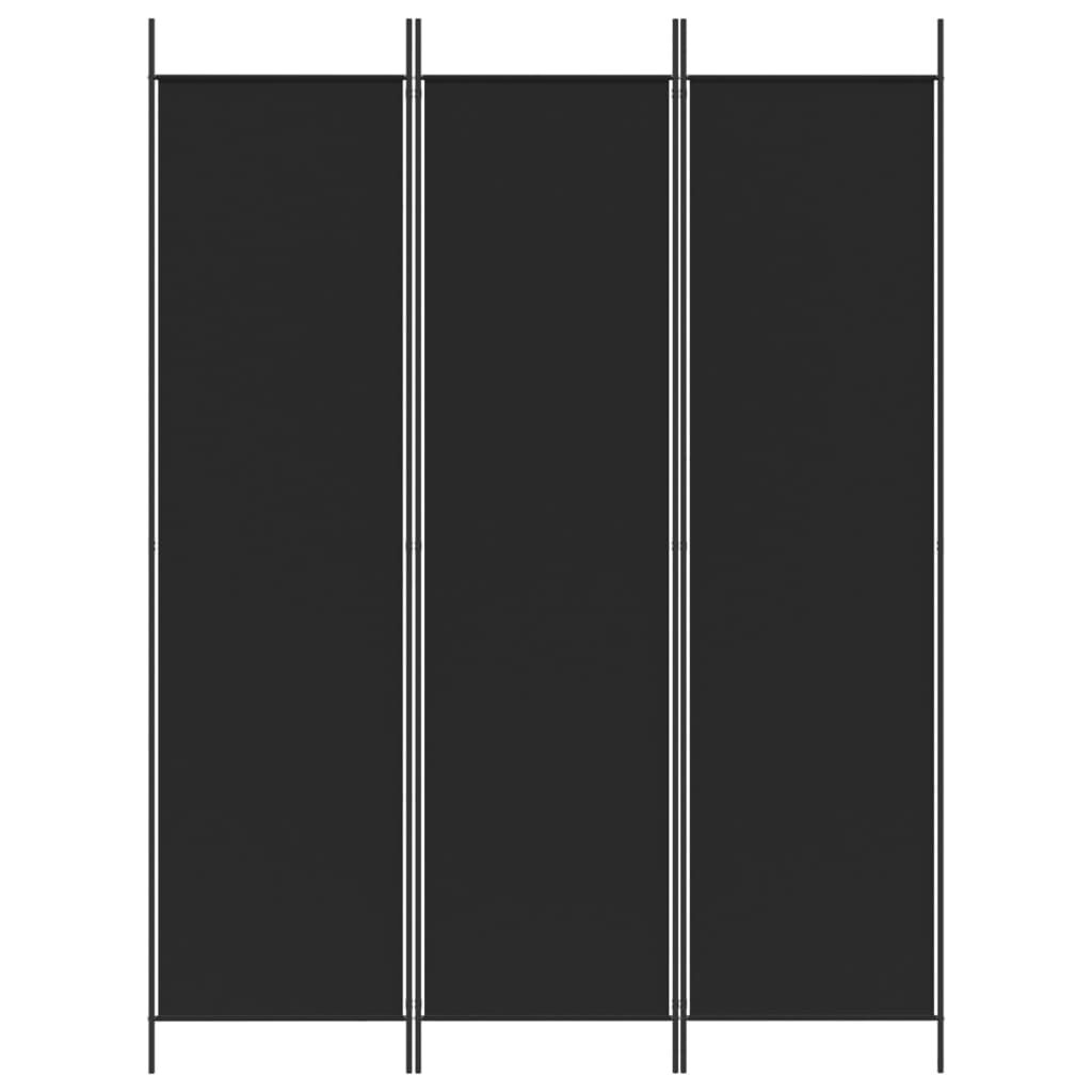 vidaXL 3-Panel Room Divider Black 150x200 cm Fabric