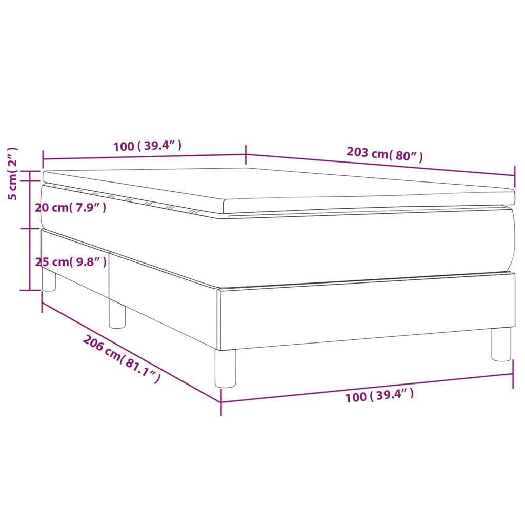 vidaXL Box Spring Bed with Mattress Black 100x203 cm Twin XL Faux Leather