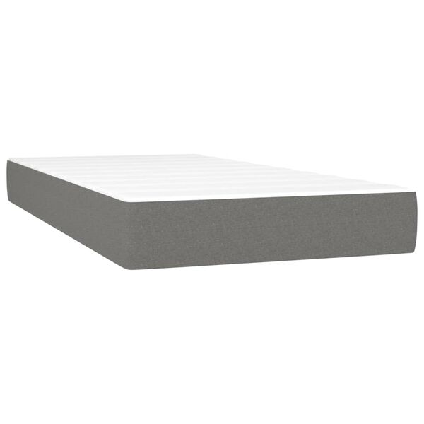 vidaXL Box Spring Bed with Mattress Dark Grey 100x190 cm Twin Fabric