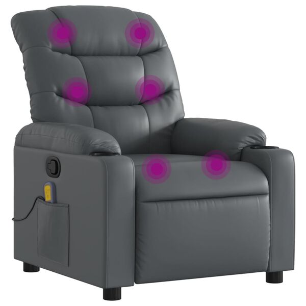 vidaXL Massage Recliner Chair Grey Faux Leather
