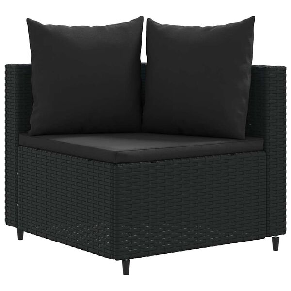 vidaXL 5 Piece Garden Sofa Set with Cushions Black Poly Rattan