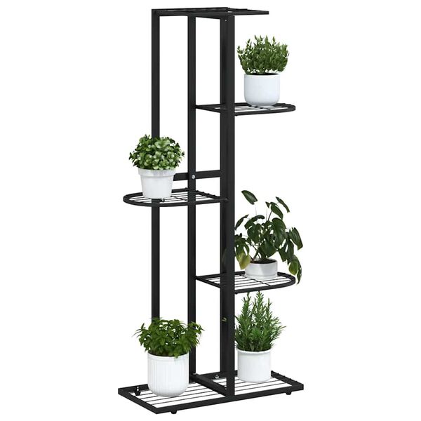 vidaXL 5-Floor Flower Stand 43x22x98 cm Black Metal
