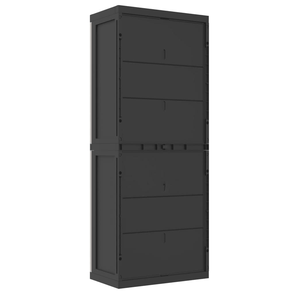vidaXL Outdoor Storage Cabinet Grey and Black 65x37x165 cm PP