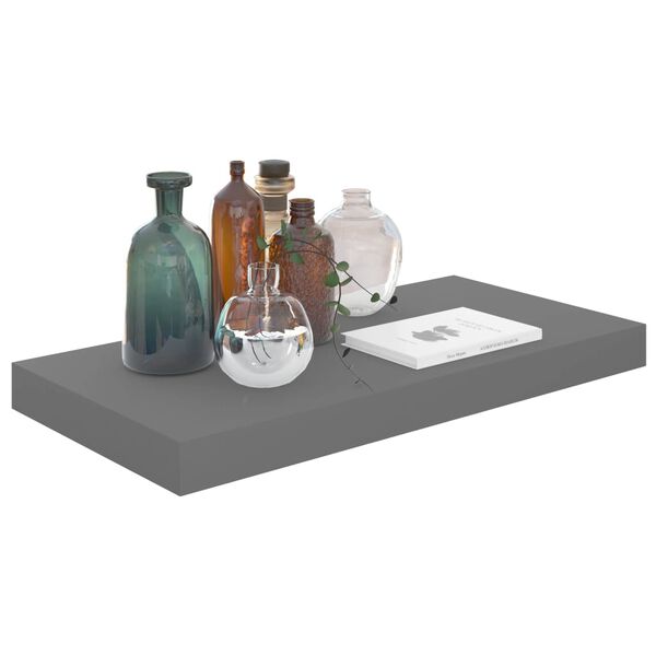 vidaXL Floating Wall Shelves 4 pcs High Gloss Grey 50x23x3.8 cm MDF