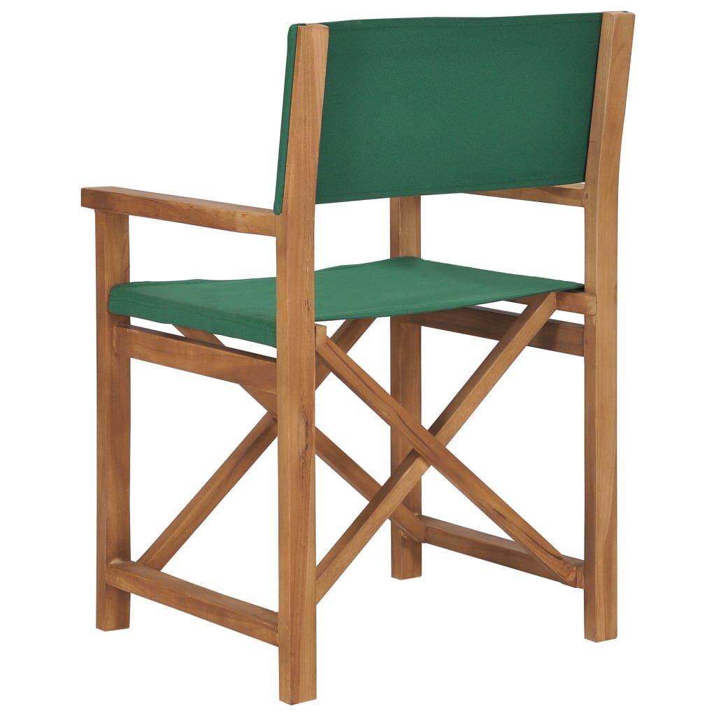 vidaXL Director's Chairs 2 pcs Solid Teak Wood Green
